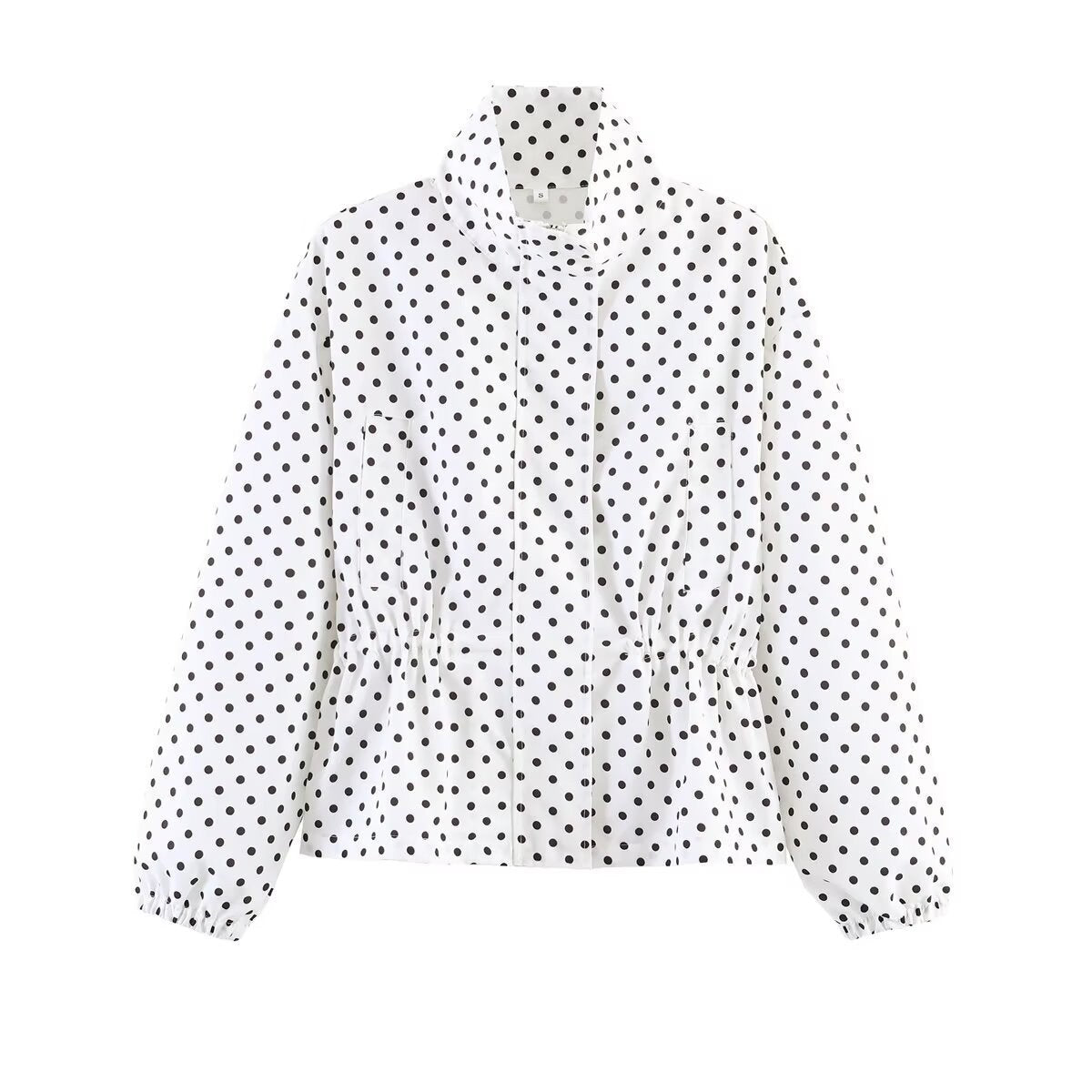 Giacca antipioggia donna a pois con coulisse in vita 4