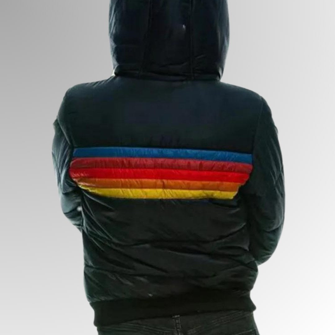 Giacca vintage donna con zip e righe arcobaleno retrò 6