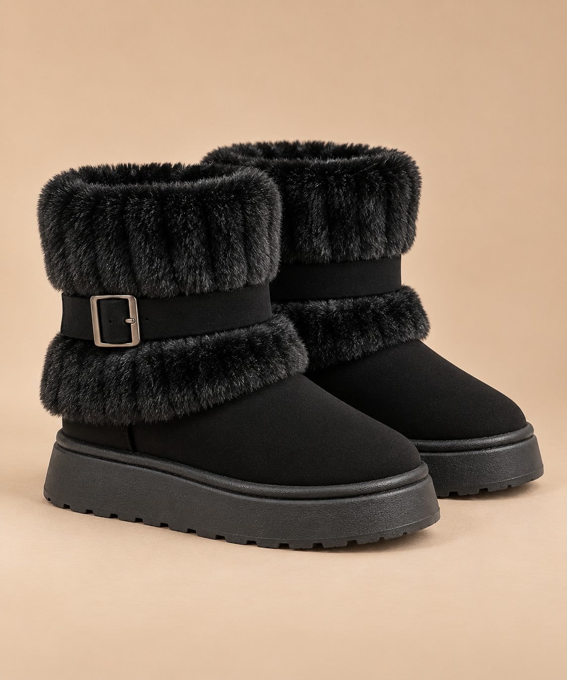 Stivali da neve slip-on con bordo in pelliccia sintetica donna 10