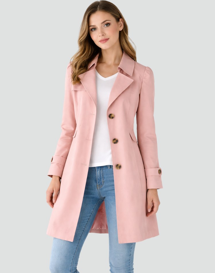 Trench donna slim fit leggero con revers e tasche laterali 6