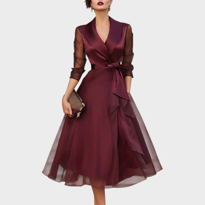 Elegante abito da cocktail bordeaux donna 3
