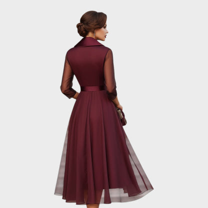 Elegante abito da cocktail bordeaux donna 4