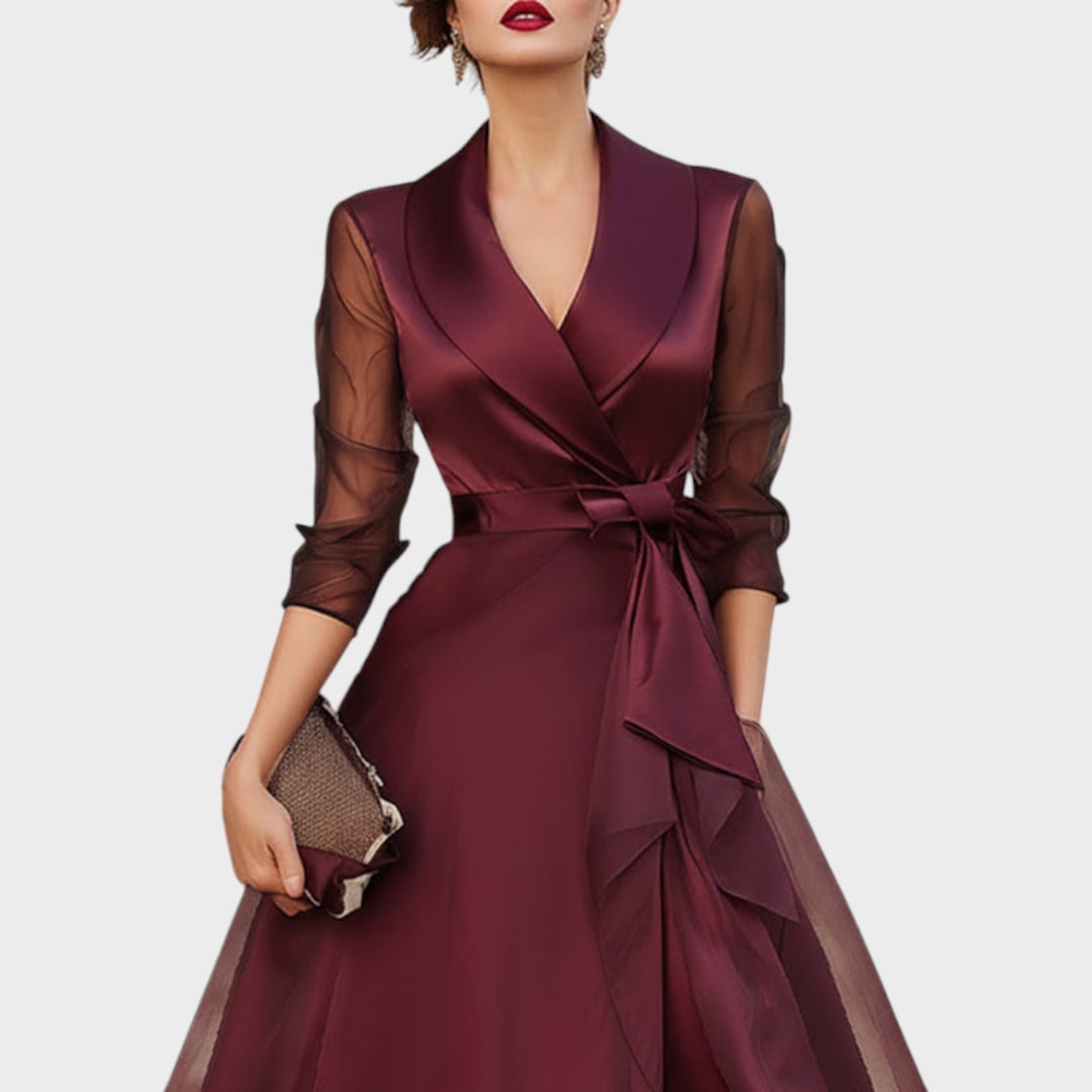 Elegante abito da cocktail bordeaux donna 6