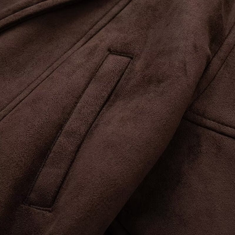 Cappotto corto donna con cintura e collo a revers ampio 3