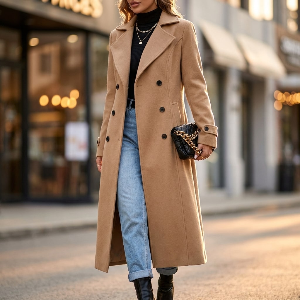 Cappotto doppiopetto effetto lana donna 2