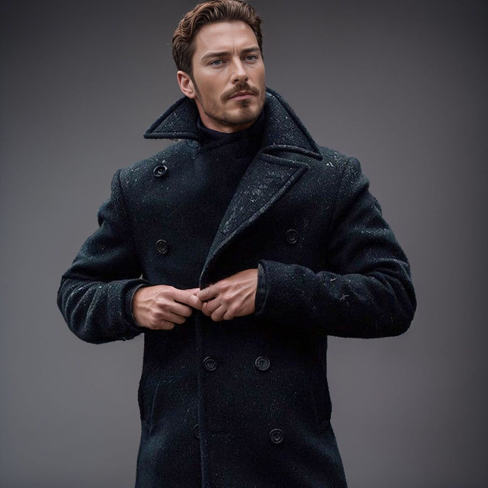Cappotto doppiopetto uomo invernale con revers classici 2