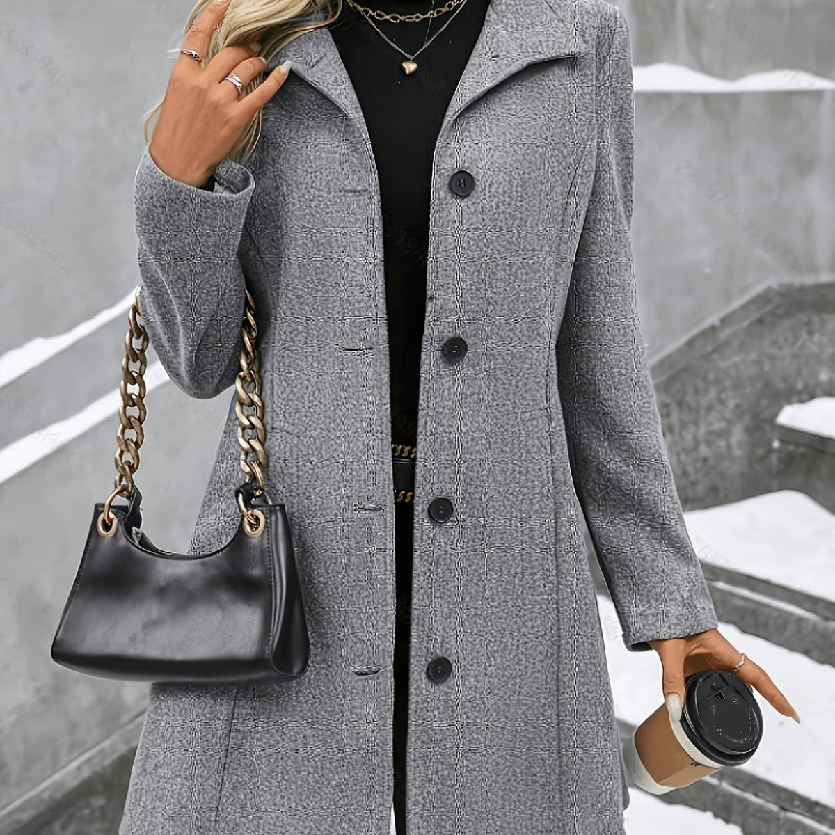 Cappotto donna in misto lana con colletto a revers 2