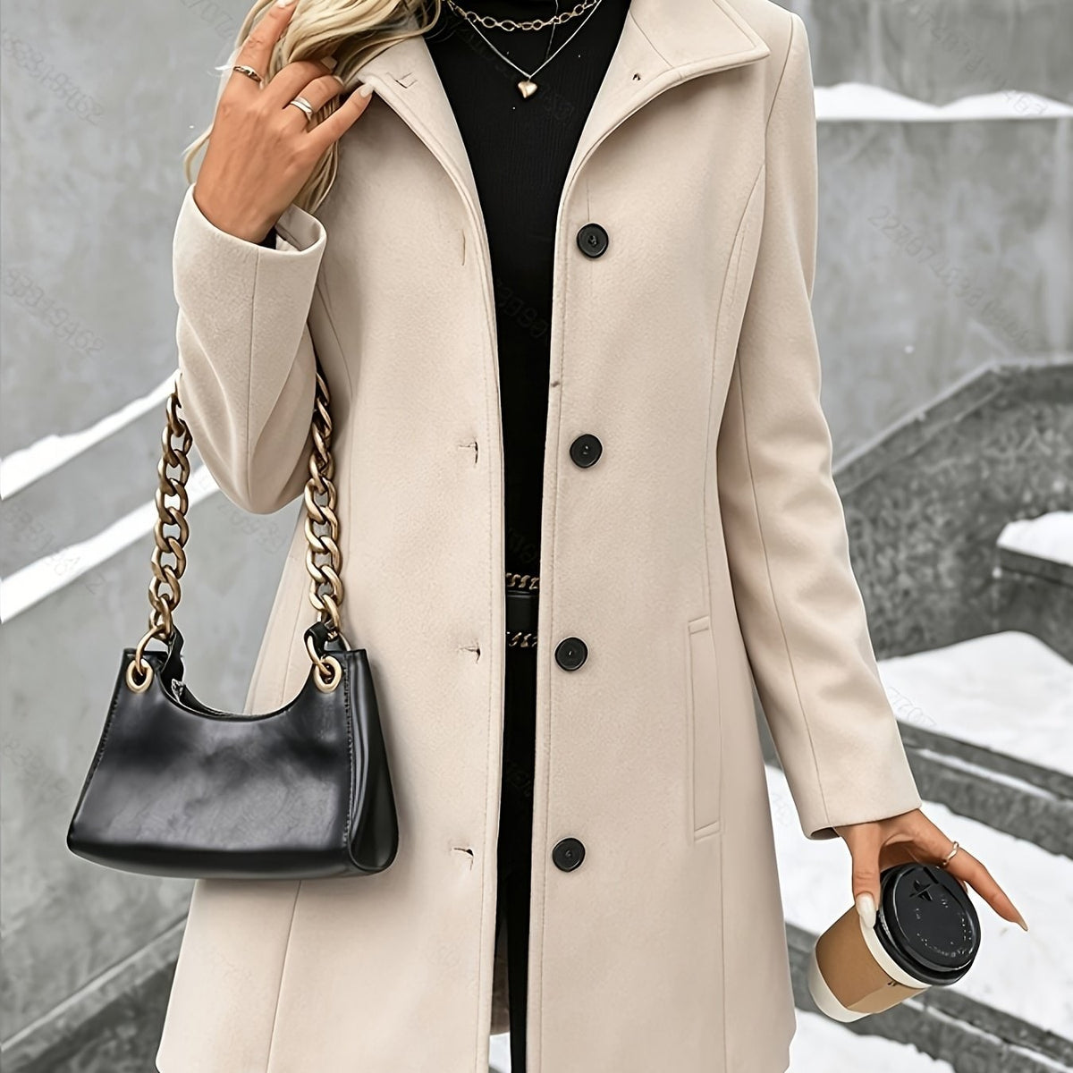 Cappotto donna in misto lana con colletto a revers 3