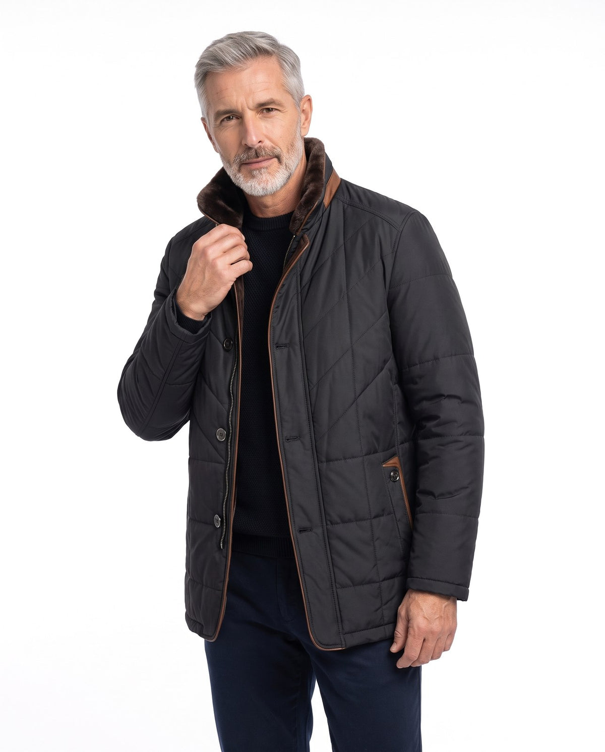 Cappotto elegante uomo con bottoni e tasche rinforzate 1