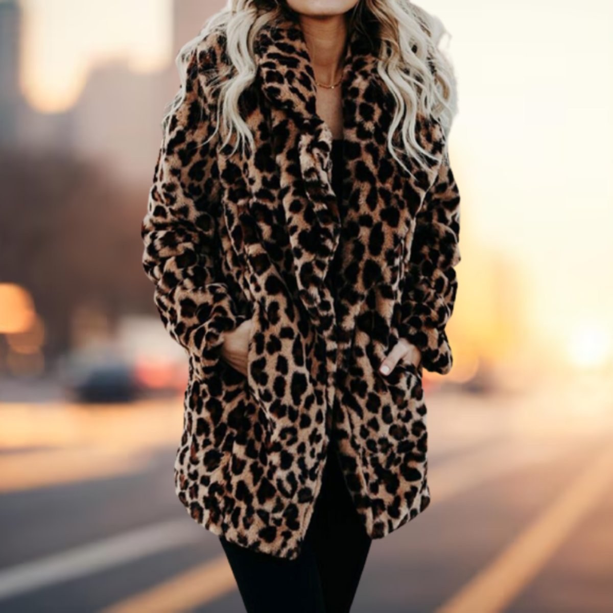 Cappotto fantasia donna sciancrato con revers ampio 5