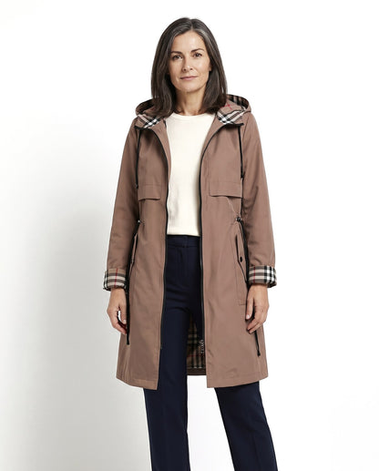 Cappotto impermeabile antivento donna con cappuccio e zip 1