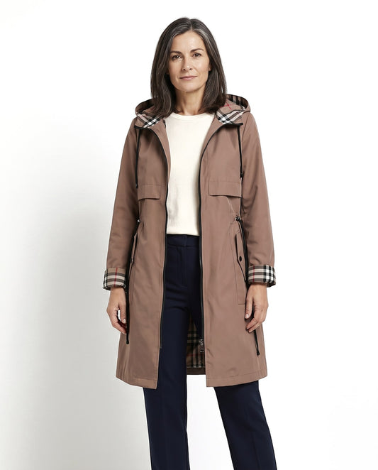 Cappotto impermeabile antivento donna con cappuccio e zip 1