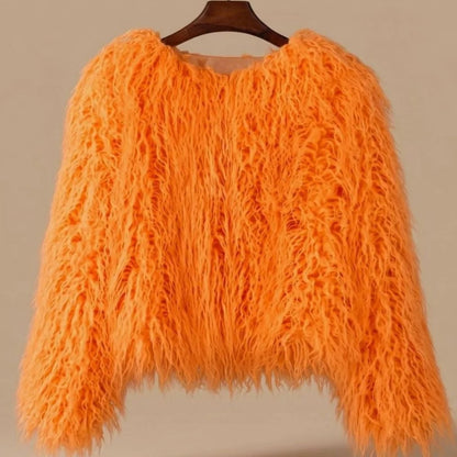 Cappotto in pelliccia sintetica donna voluminoso a colori 3