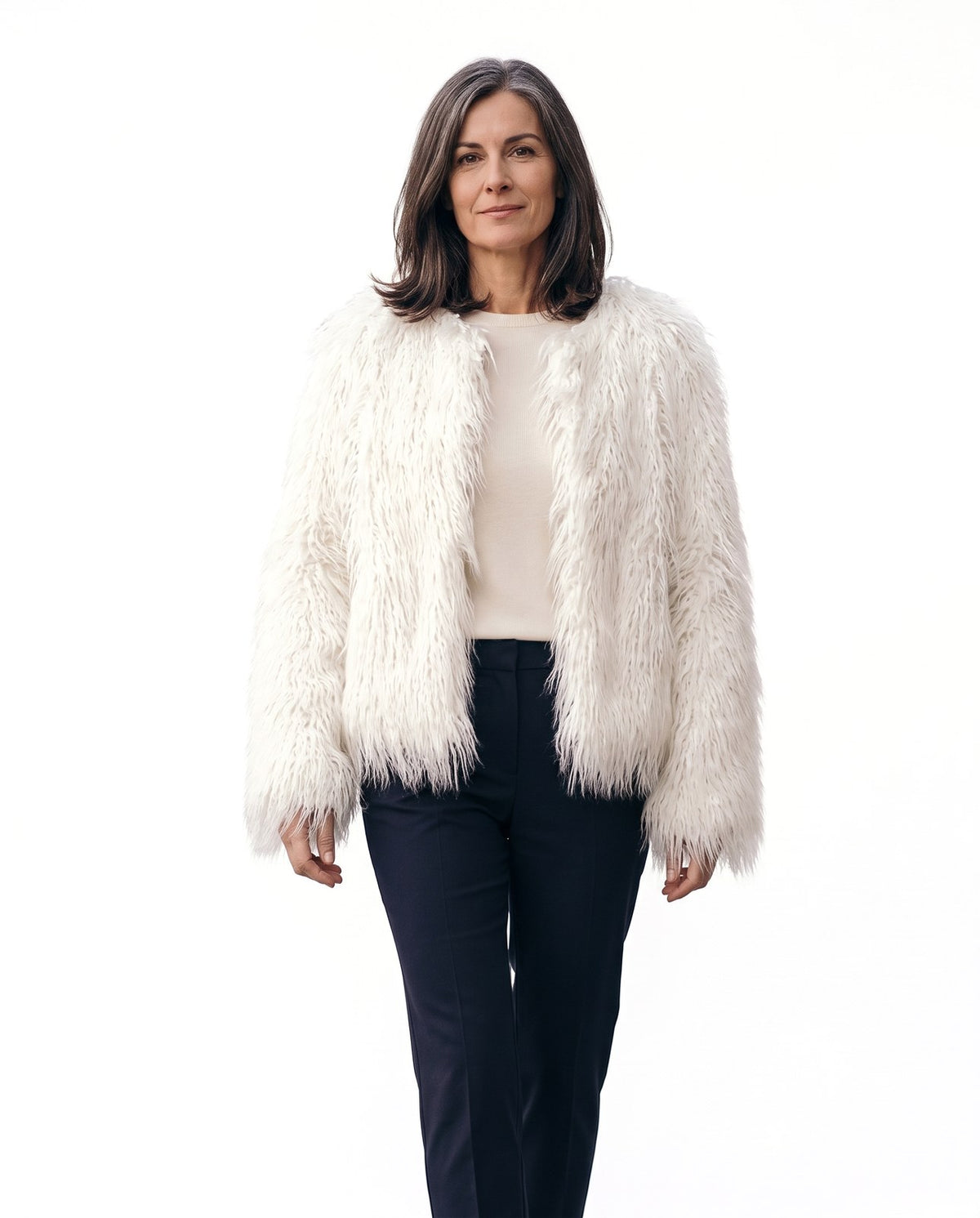 Cappotto in pelliccia sintetica donna voluminoso a colori 1