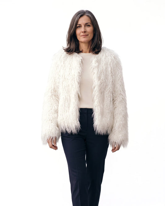 Cappotto in pelliccia sintetica donna voluminoso a colori 1