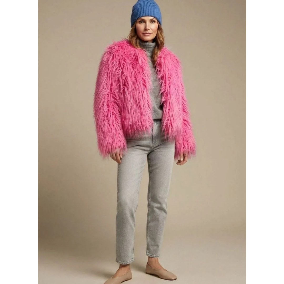 Cappotto in pelliccia sintetica donna voluminoso a colori 2