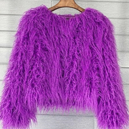 Cappotto in pelliccia sintetica donna voluminoso a colori 10
