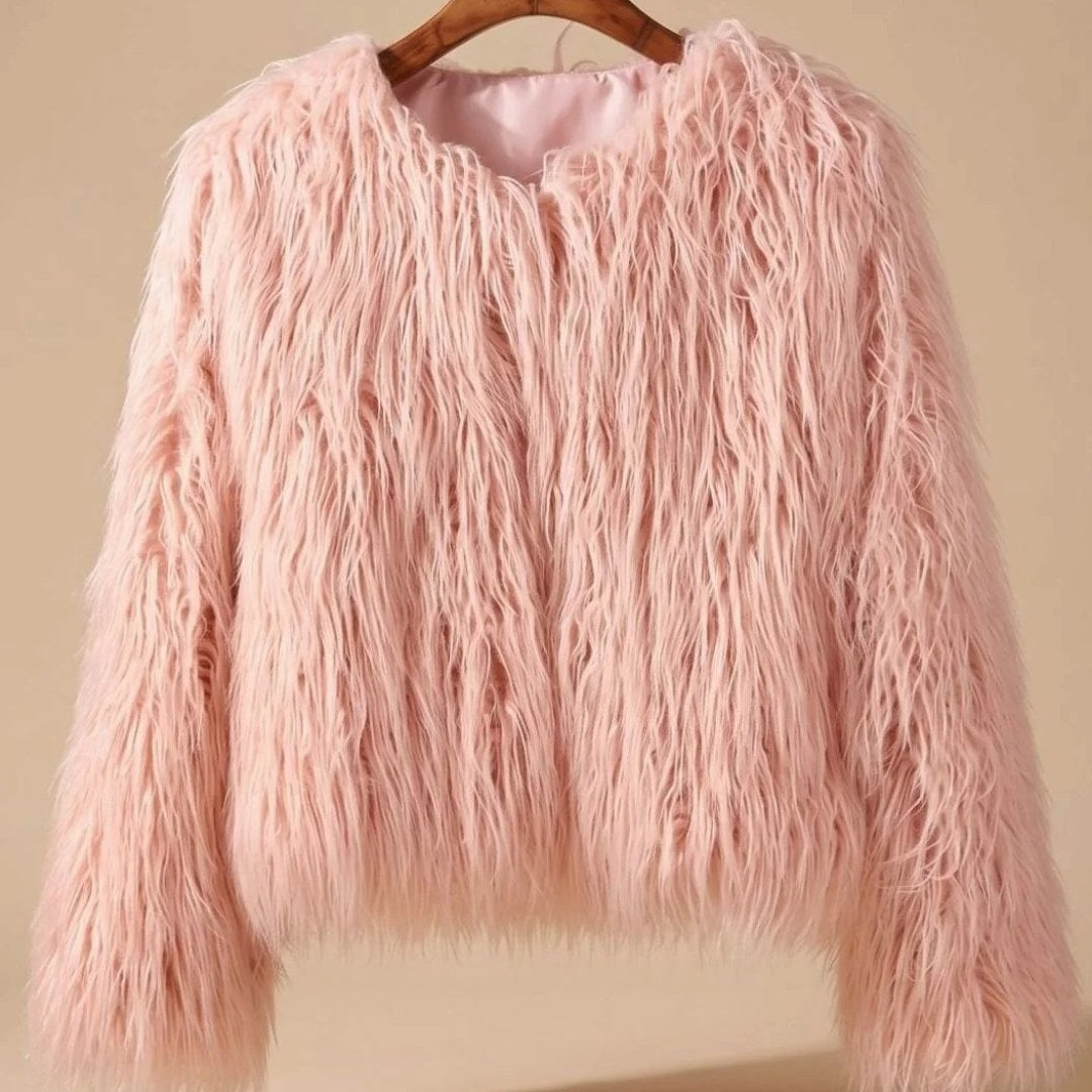 Cappotto in pelliccia sintetica donna voluminoso a colori 11