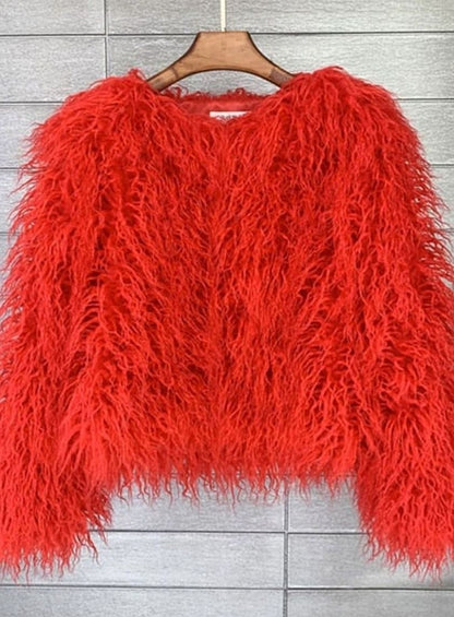 Cappotto in pelliccia sintetica donna voluminoso a colori 4