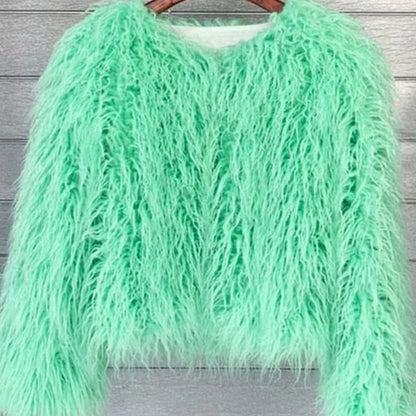 Cappotto in pelliccia sintetica donna voluminoso a colori 13