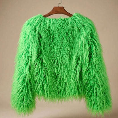 Cappotto in pelliccia sintetica donna voluminoso a colori 9