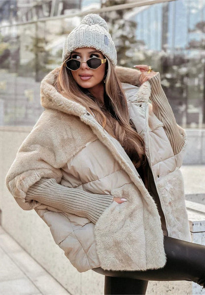 Cappotto in peluche donna oversize con cappuccio ampio 5