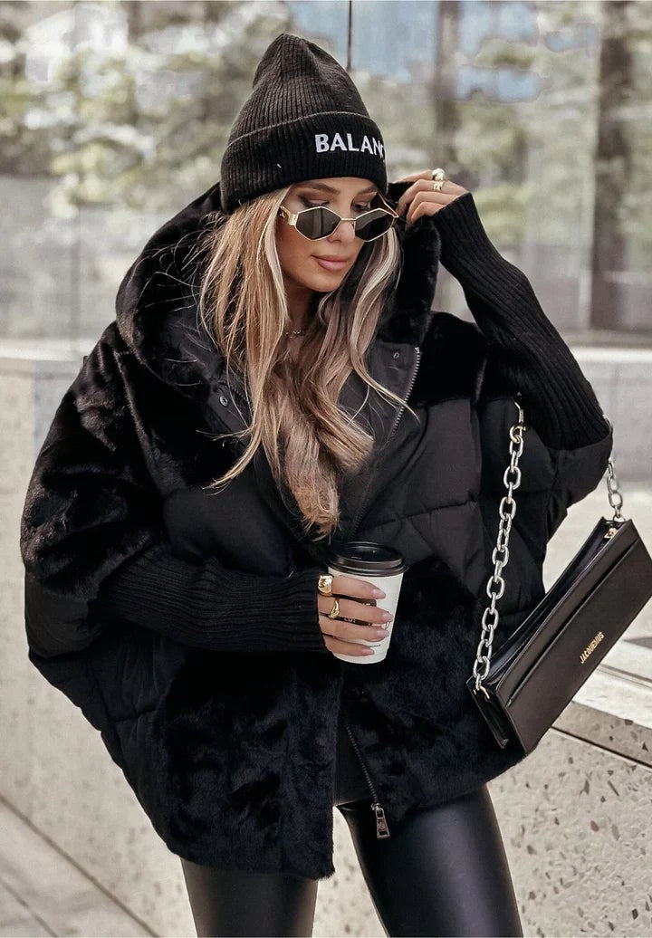Cappotto in peluche donna oversize con cappuccio ampio 7