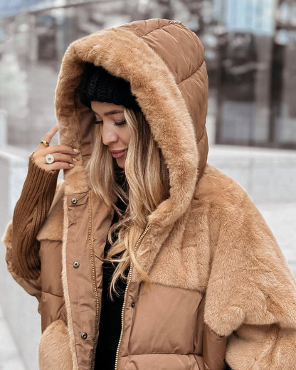 Cappotto in peluche donna oversize con cappuccio ampio 2