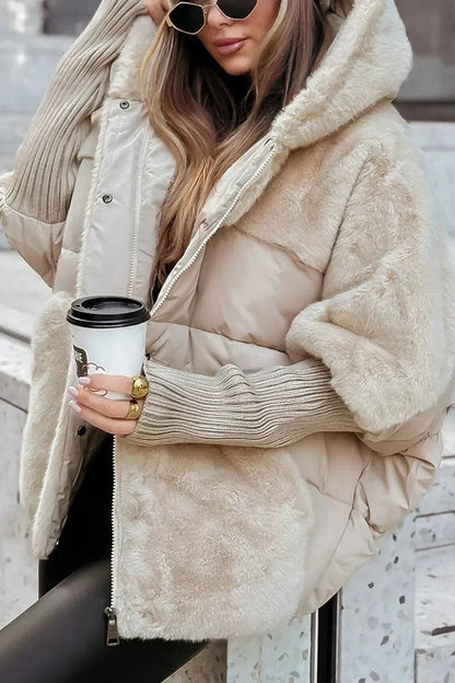 Cappotto in peluche donna oversize con cappuccio ampio 6