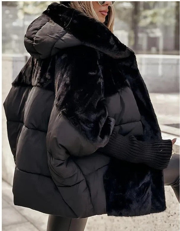Cappotto in peluche donna oversize con cappuccio ampio 8