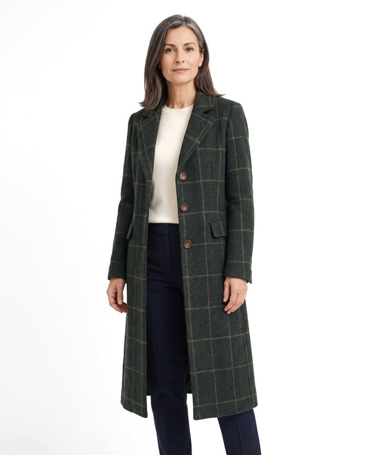 Cappotto invernale donna verde dal taglio sartoriale caldo 1