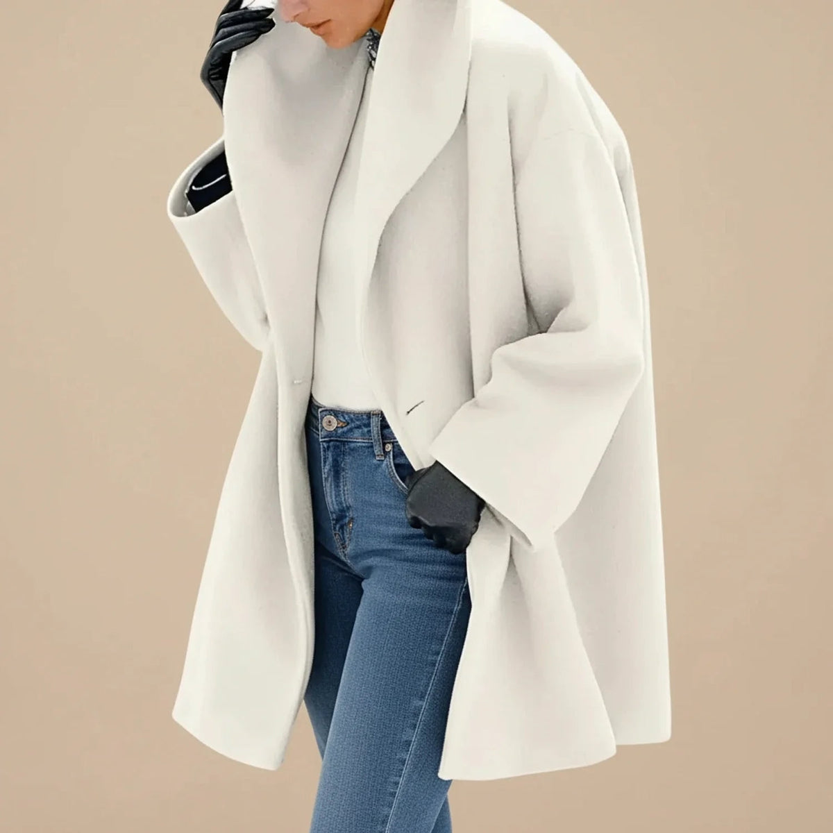 Cappotto invernale midi a trapezio oversize donna 3