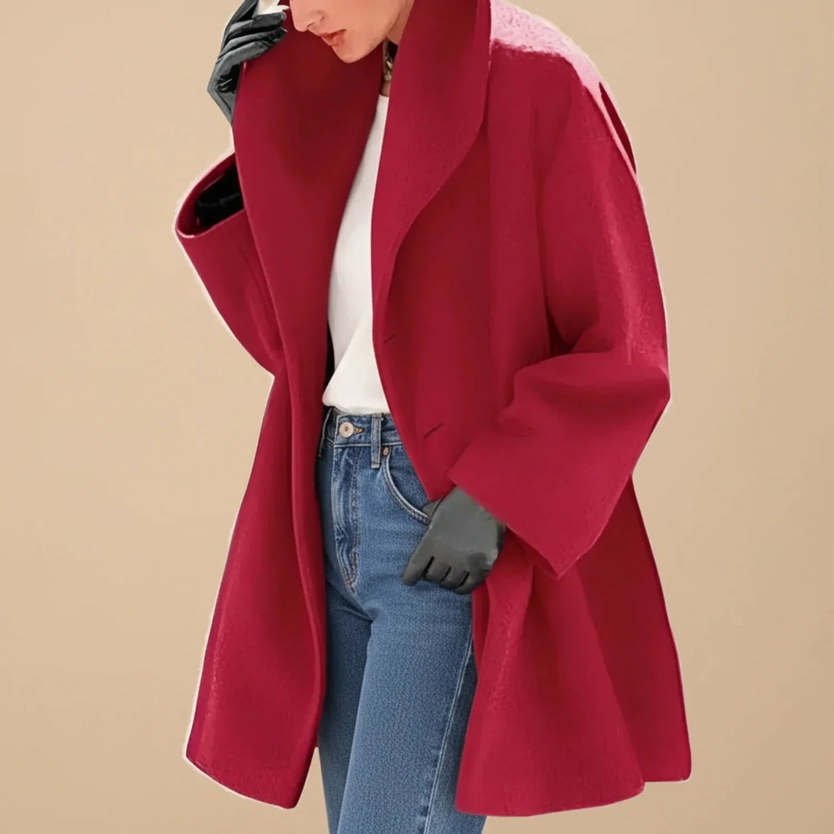 Cappotto invernale midi a trapezio oversize donna 4