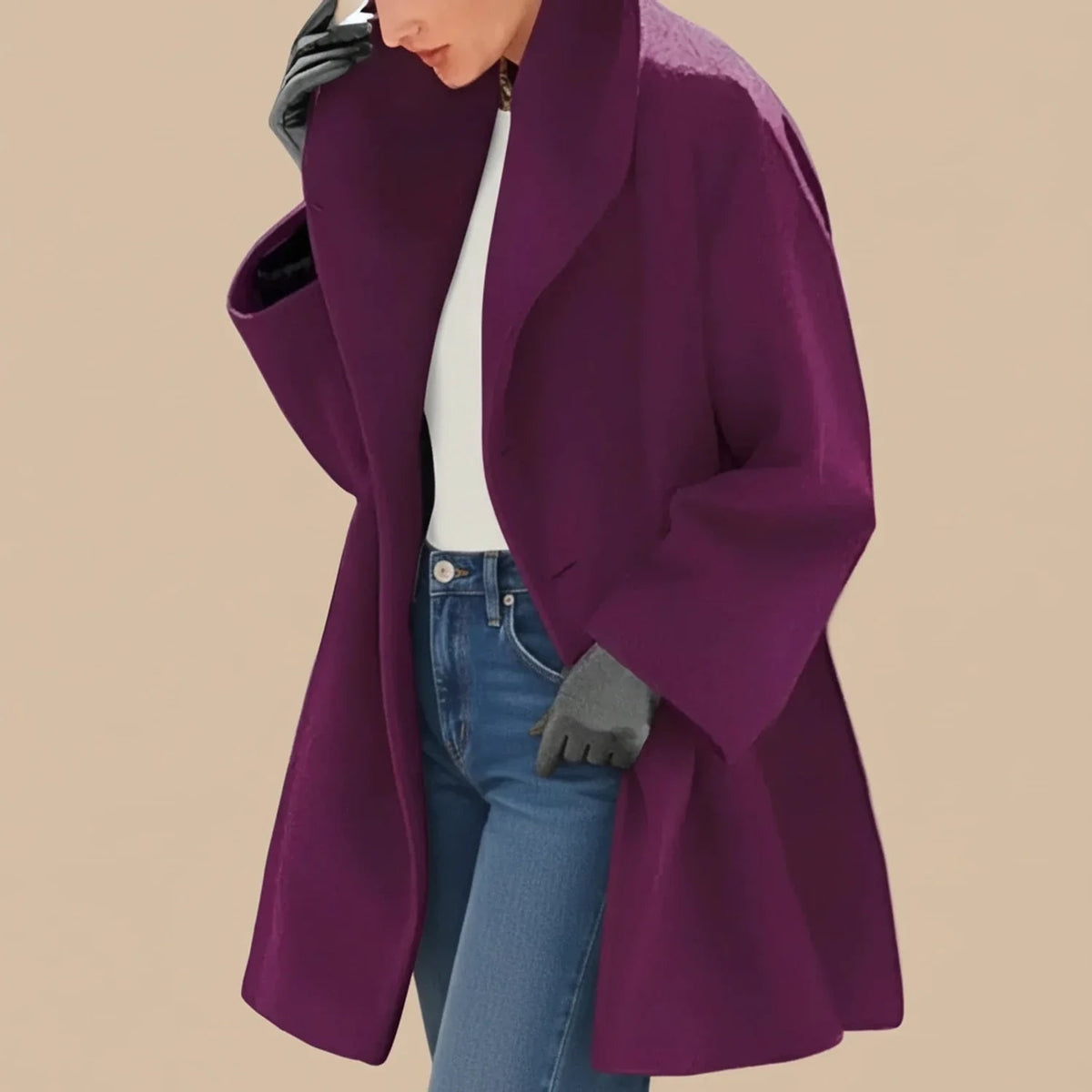Cappotto invernale midi a trapezio oversize donna 5