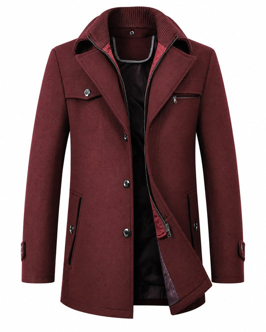 Cappotto invernale uomo elegante con collo strutturato