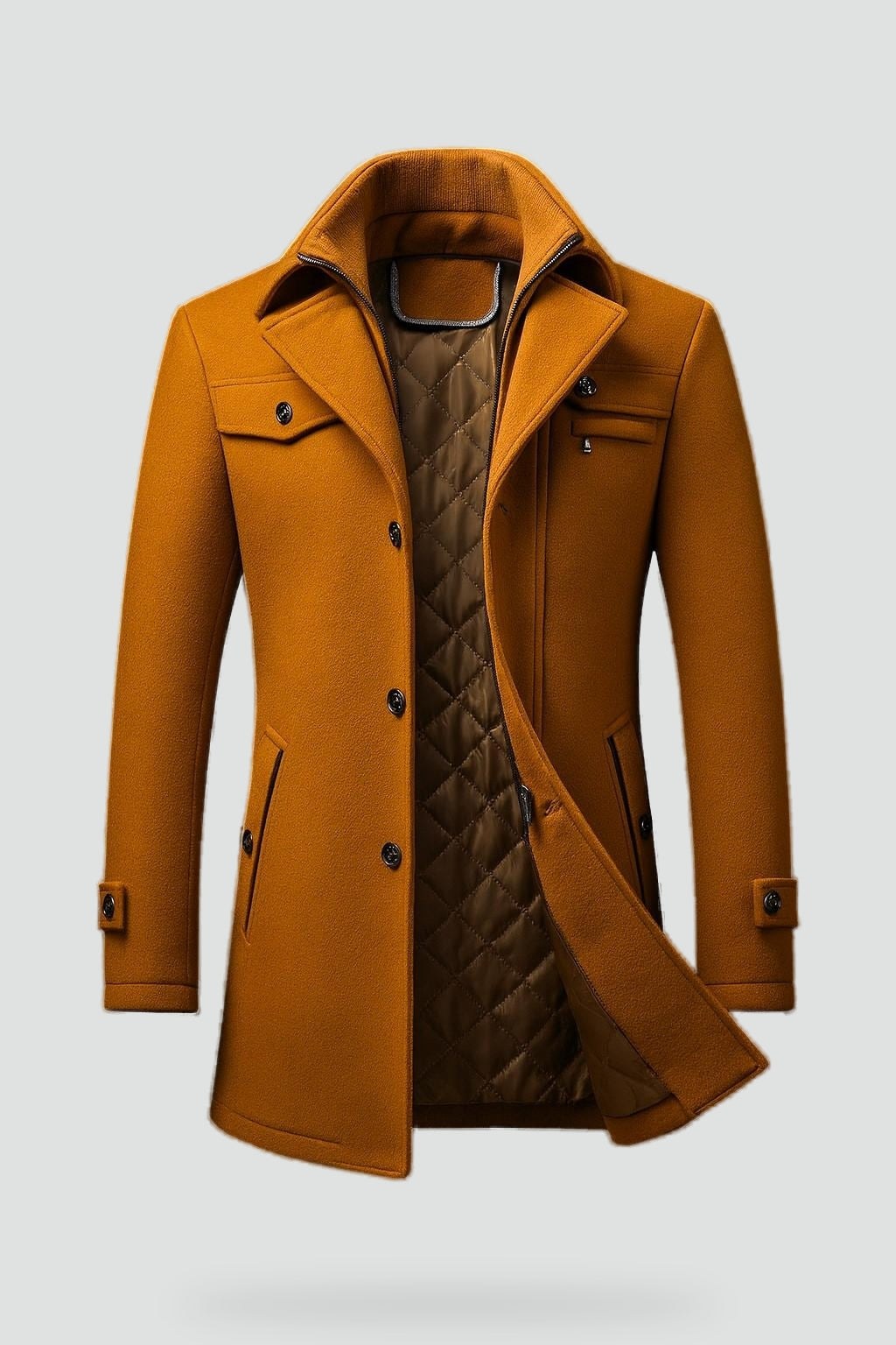 Cappotto invernale uomo elegante con collo strutturato 6