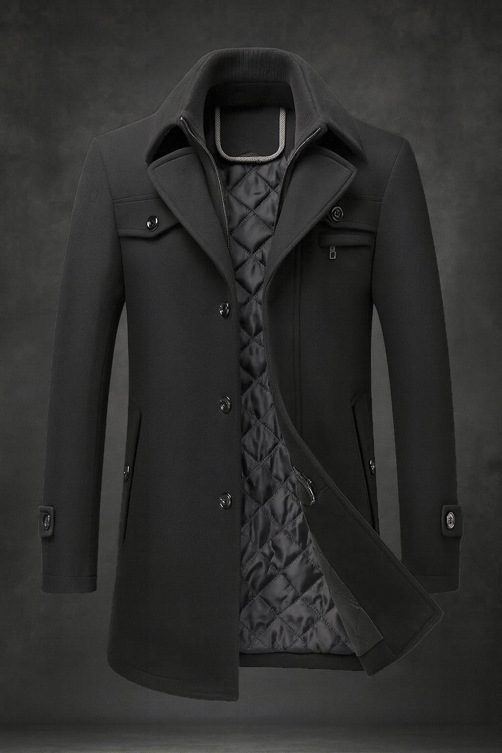 Cappotto invernale uomo elegante con collo strutturato 8
