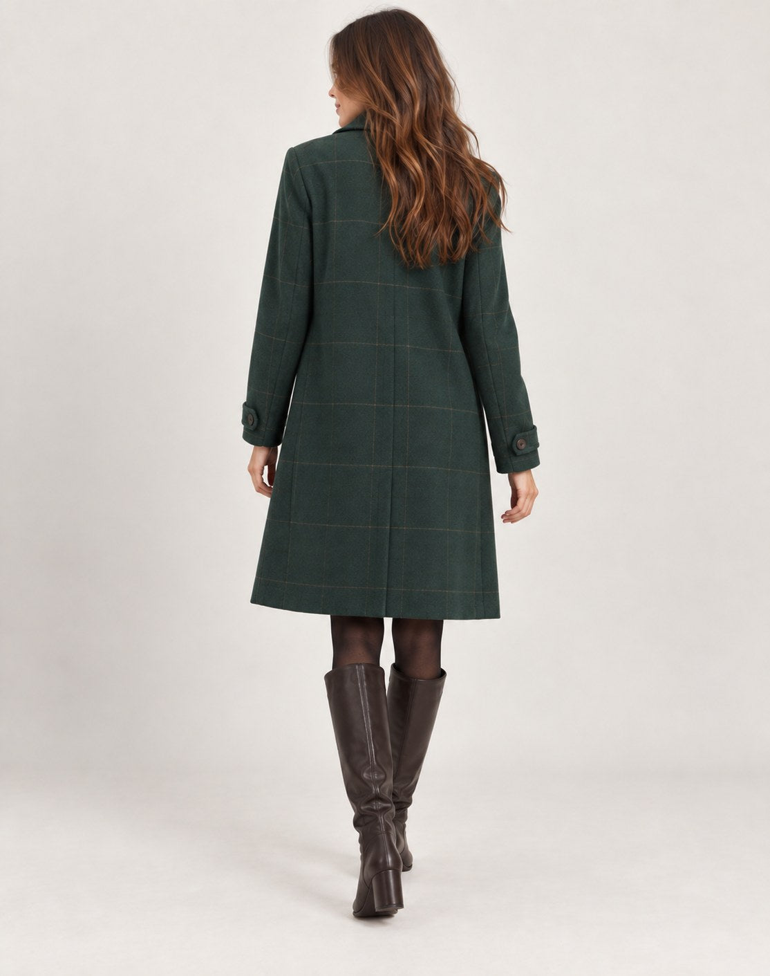 Cappotto lungo donna a quadri sciancrato invernale 6
