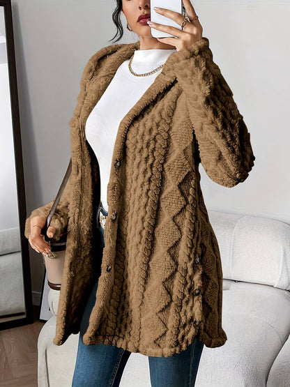Cappotto lungo donna con cappuccio e bottoni laterali 3