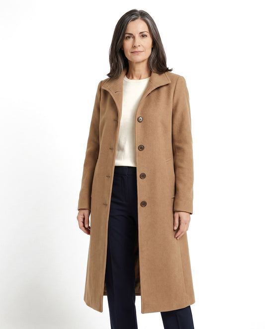 Cappotto lungo donna dal taglio slanciato con tasche 1