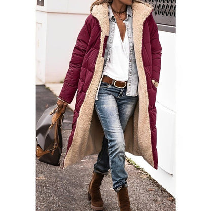 Cappotto lungo donna reversibile foderato in teddy caldo 8