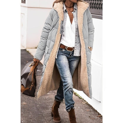 Cappotto lungo donna reversibile foderato in teddy caldo 6