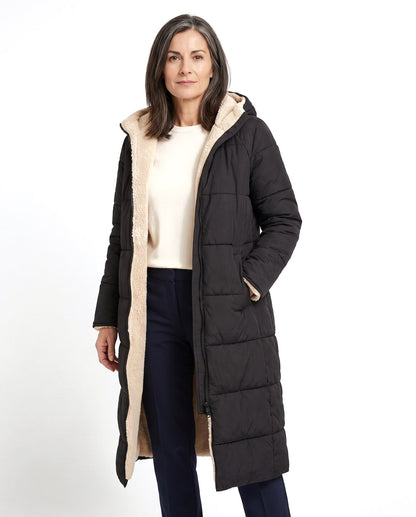 Cappotto lungo donna reversibile foderato in teddy caldo 1