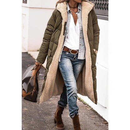 Cappotto lungo donna reversibile foderato in teddy caldo 7
