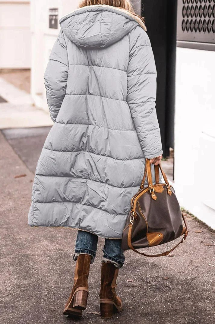 Cappotto lungo donna reversibile foderato in teddy caldo 9