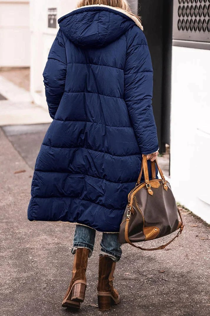 Cappotto lungo donna reversibile foderato in teddy caldo 11