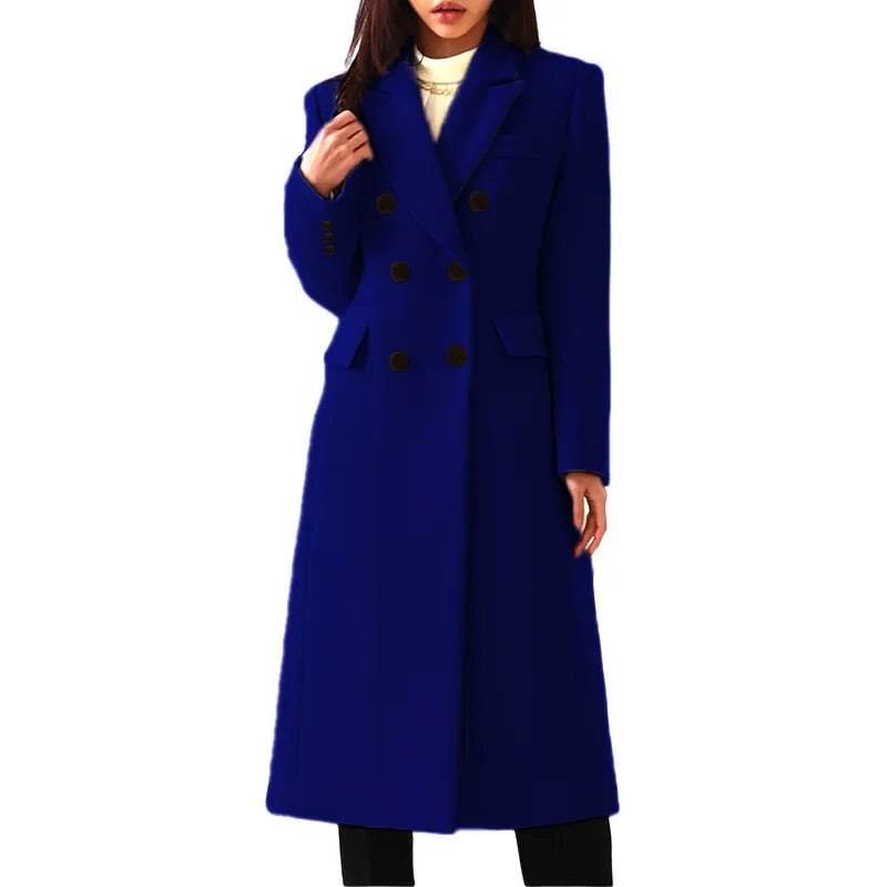 Cappotto lungo doppiopetto donna con revers e tasche 4