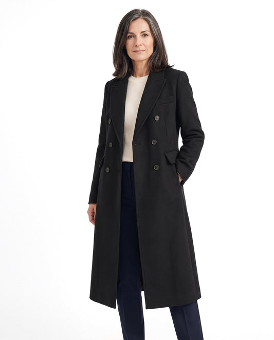 Cappotto lungo doppiopetto donna con revers e tasche 1