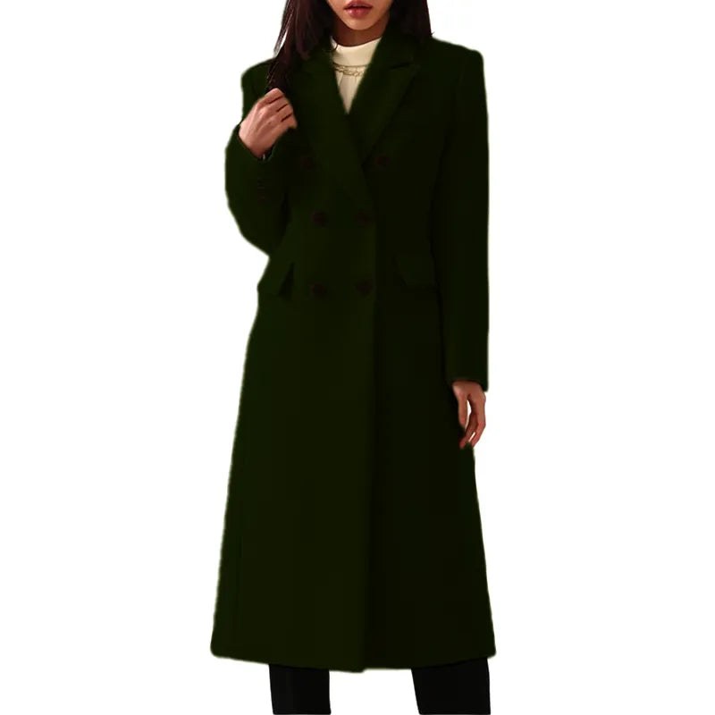 Cappotto lungo doppiopetto donna con revers e tasche 2
