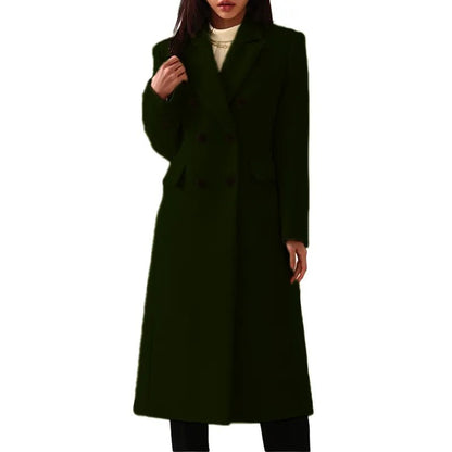 Cappotto lungo doppiopetto donna con revers e tasche 2